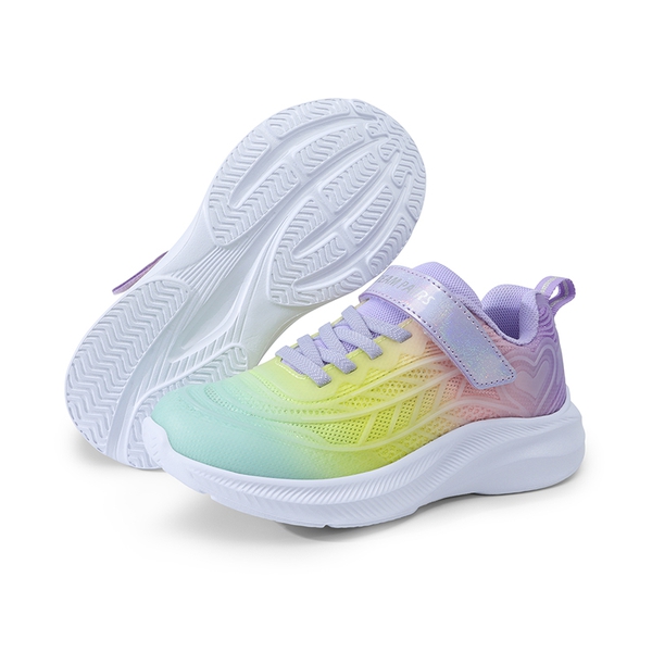 Kids Kick-Resistant Lightweight Running Sneakers - GREEN/YELLOW/PURPLE - 3